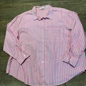 Maurices Pink Blue & White Striped Button Front Shirt